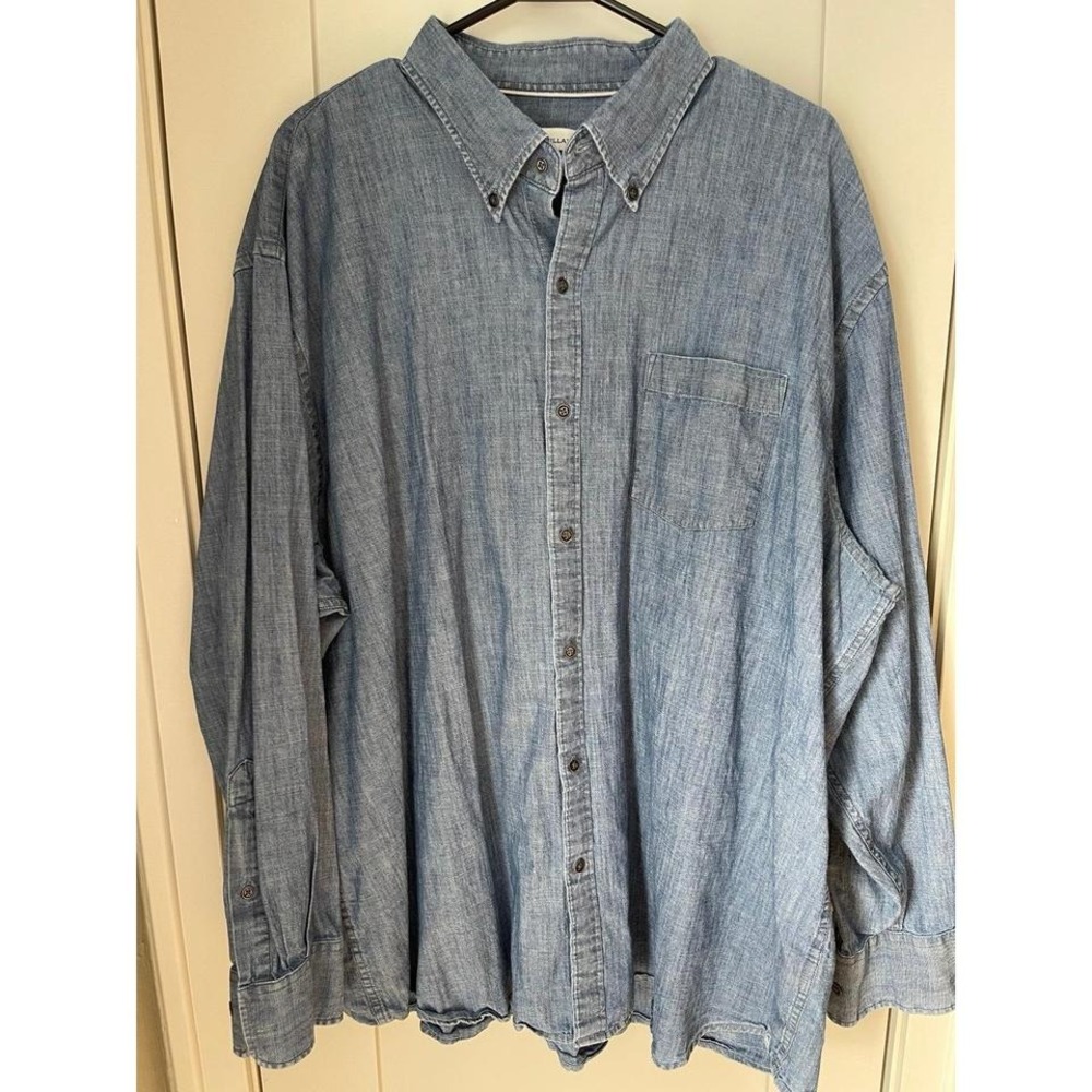 Peter Millar Mens Tamworth Chambray‎ Cotton-Stretch Sport Shirt 2X Denim Collar